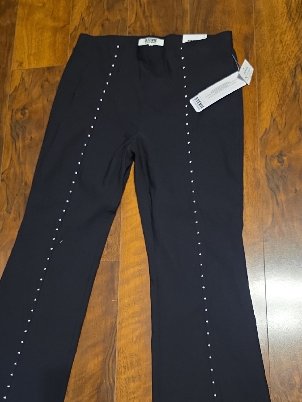 Steve Madden Black Stud-Trim Flare Trousers